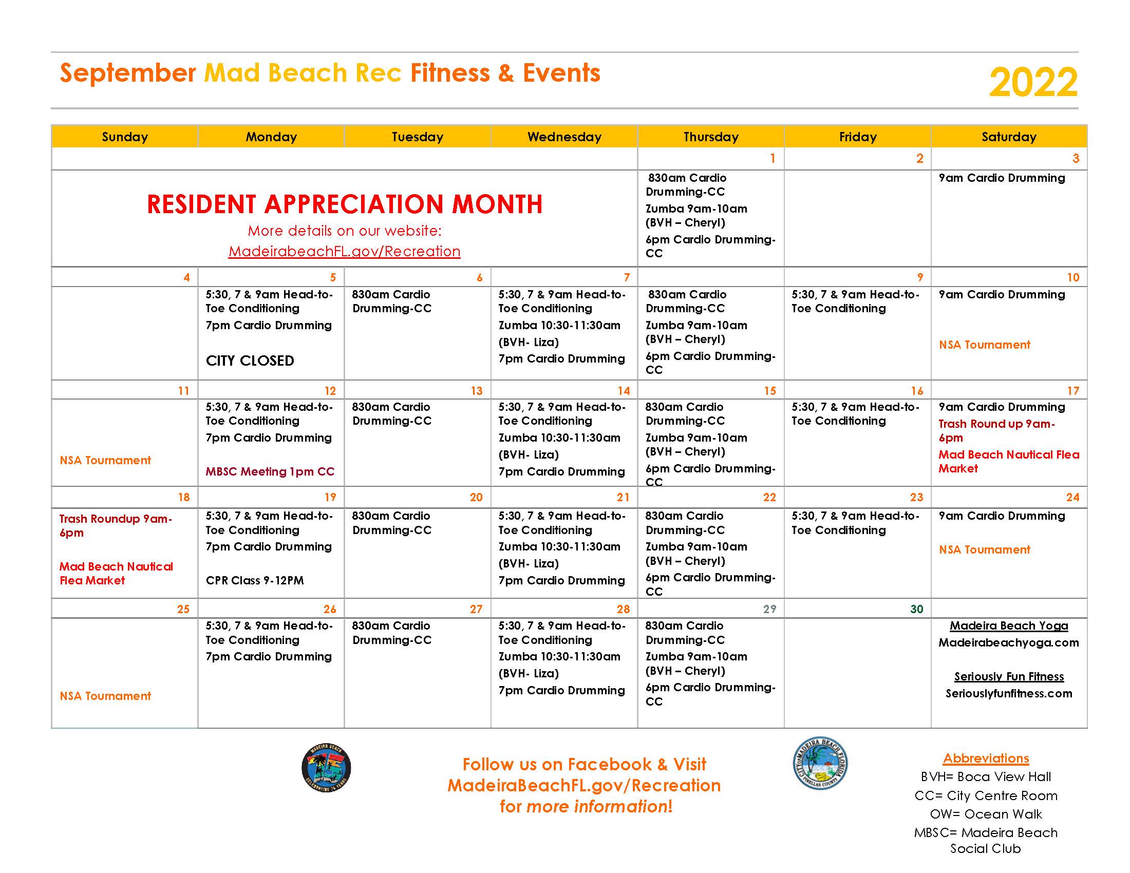 Mad Beach Rec Fitness September '22