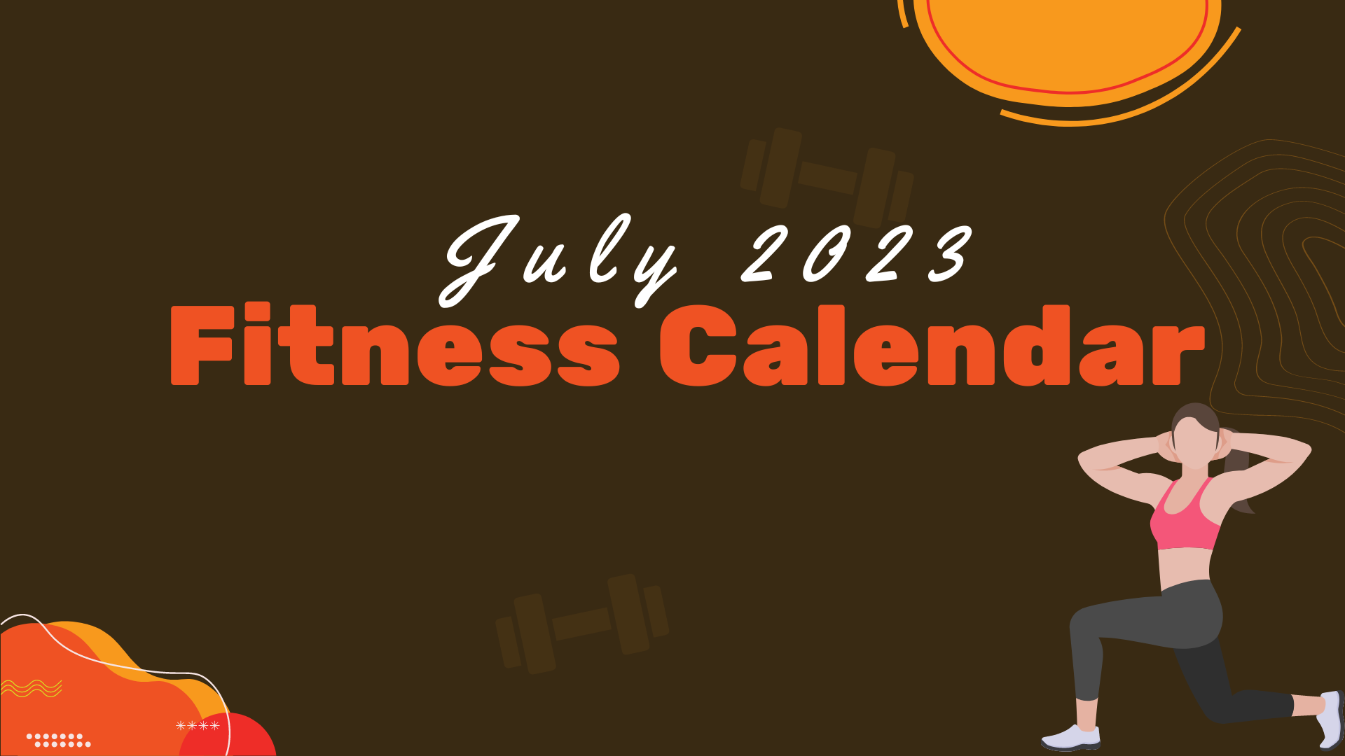 Clipart image of July 2023 Fitness Calendar for Madeira Beach Recreation