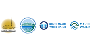 4 logos on a white background: Marin County Public Works, MCSTOPPP, North Marin Water District, and Marin Water.