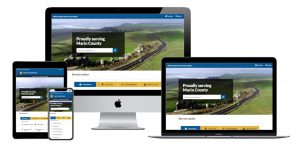 Example image mockups of responsive design of the new website
