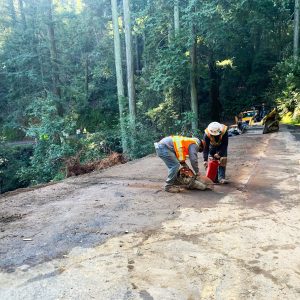 Finishing roadway repairs prior to repaving during week of January 10, 2022.