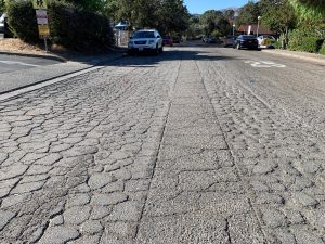 View of a residential street in unincorporated San Rafael that will be repaved as part of the paving project.