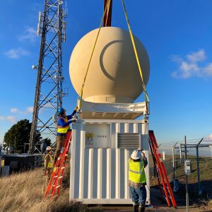 Weather radar being installed on Rocky Ridge in the East Bay as part of the larger Bay Area weather radar installation project.