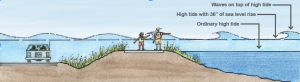 diagram of high tide and sea level rise