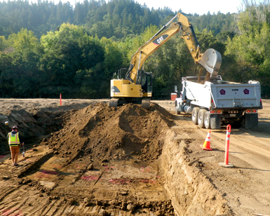 excavation work in a basin