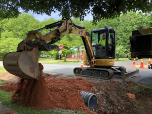 Storm drain work at North Charles