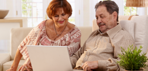 Couple looking at computer