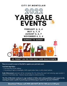 2022 Yard Sale Events February 4, 5, 6 May 6, 7, 8 August 5, 6, 7 November 4, 5, 6