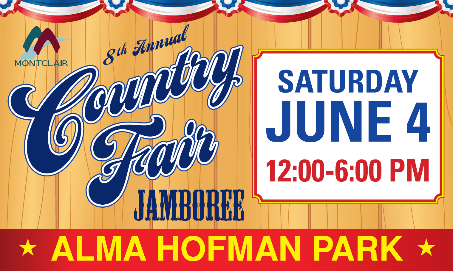 Country Fair Jamboree 2022 Save the Date Saturday, June 4, 2022 from 12:00 p.m. to 6:00 p.m. at Alma Hofman Park 