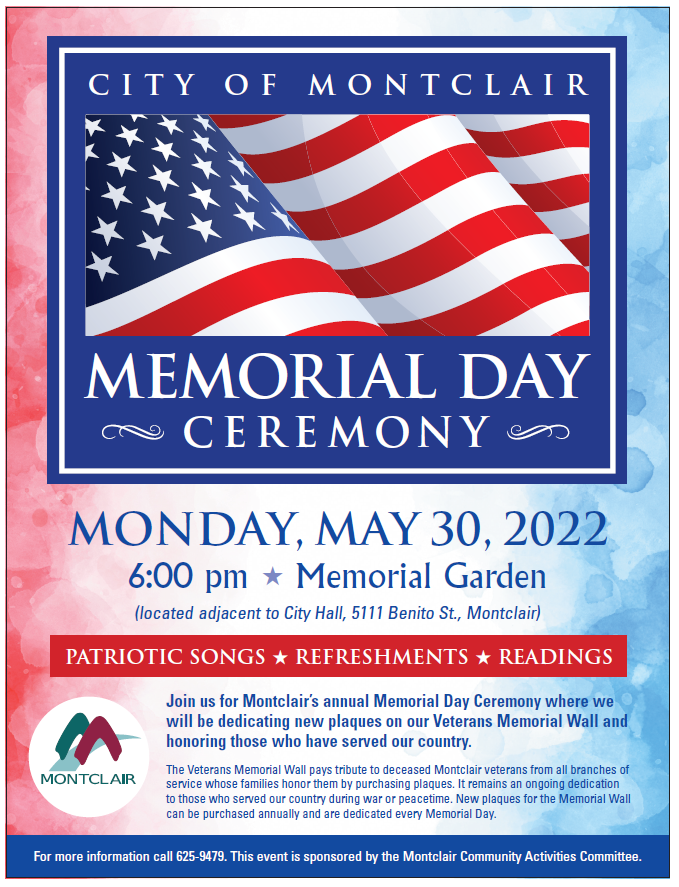 City of Montclair Memorial Day Ceremony Montclair, CA