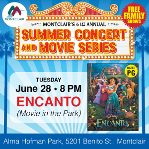 June 28, 2022 Movie in the Park featuring Encanto (Rated PG)