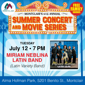 July 12, 2022 Concert in the Park with Miriam Neblina Latin Band