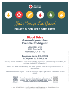 Blood Drive supported by Assemblymember Freddie Rodriguez