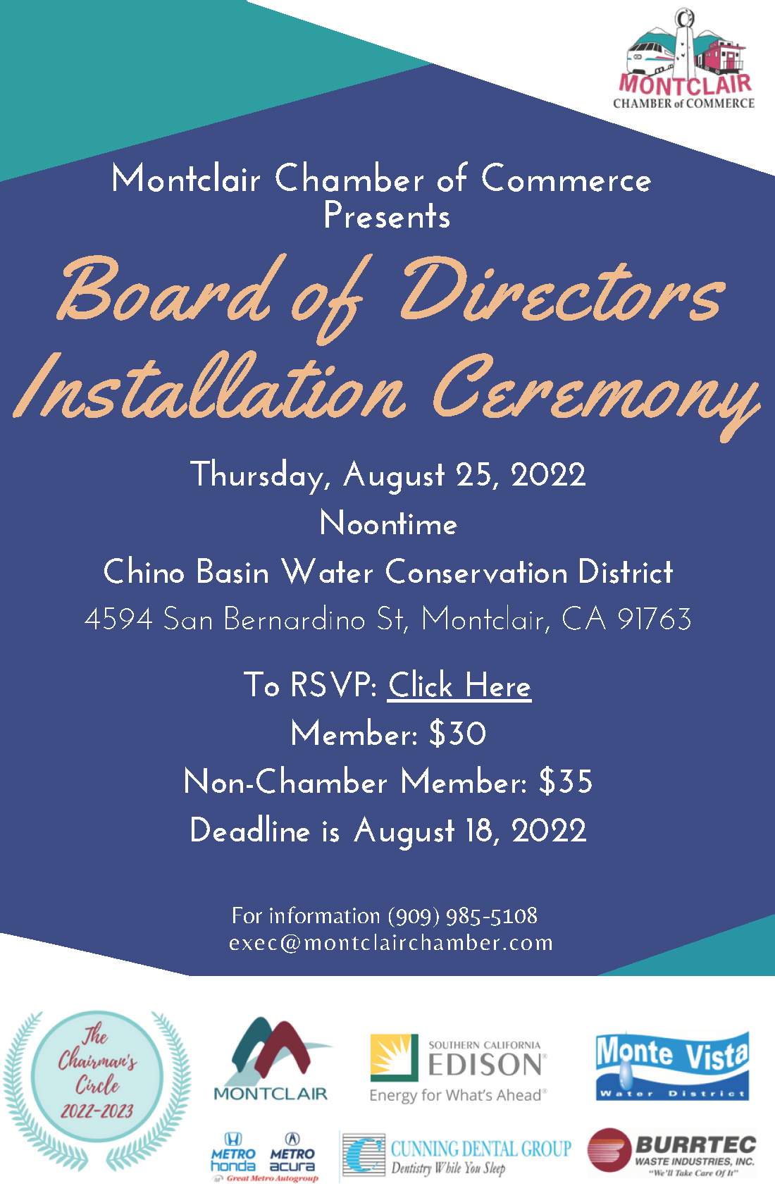 Montclair Chamber of Commerce - Board of Directors Installation Ceremony