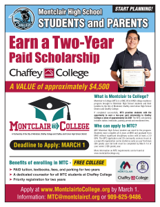 Montclair To College 2022 Recruitment Flyer