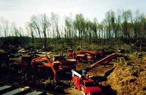 Chipping downed trees