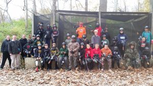 group of kids at paintball