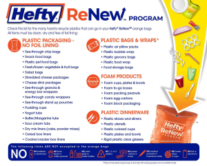 List of accepted items in the Hefty ReNew Program