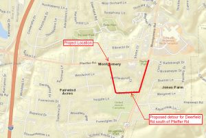 Pfeiffer Rd and Deerfield Rd. Roundabout Construction Detour