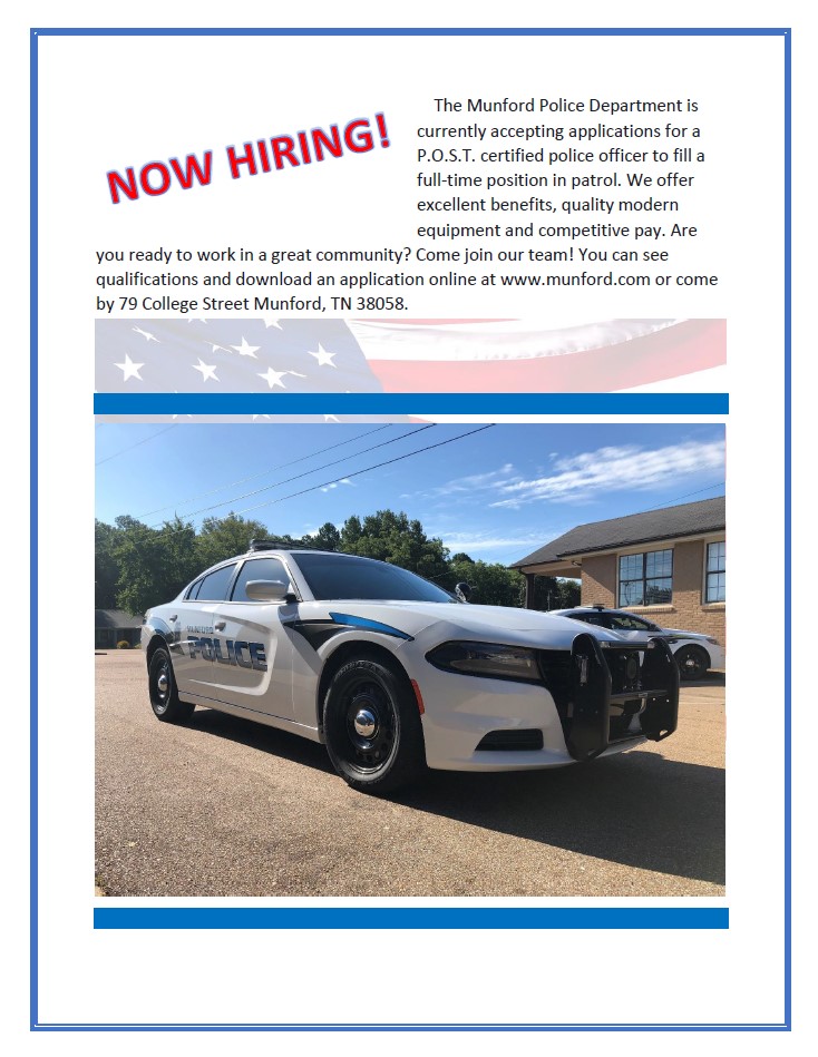 Munford PD hiring 6-17-2024