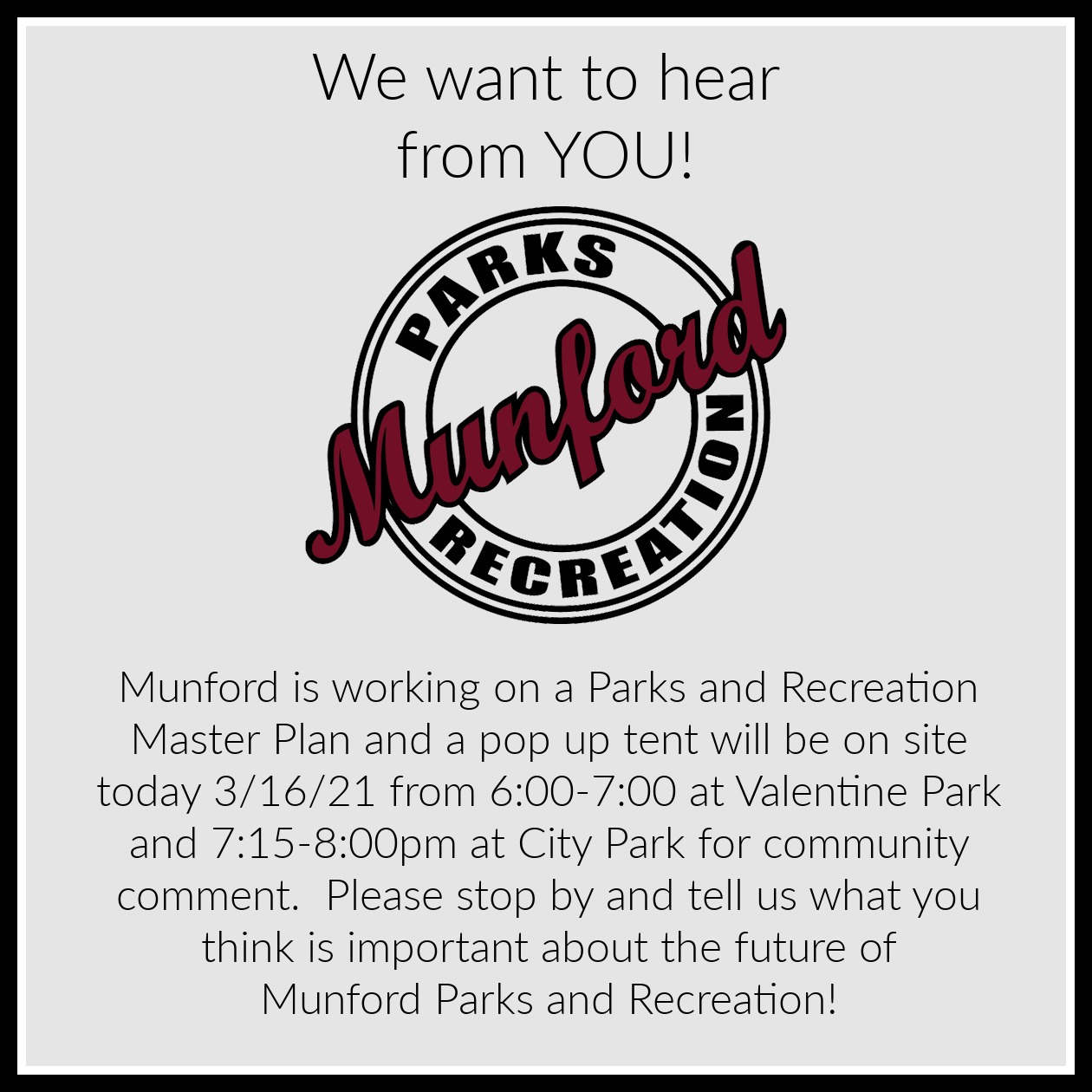 Munford Park and Rec Input Opportunity