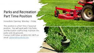 Parks and Recreation Part Time Position