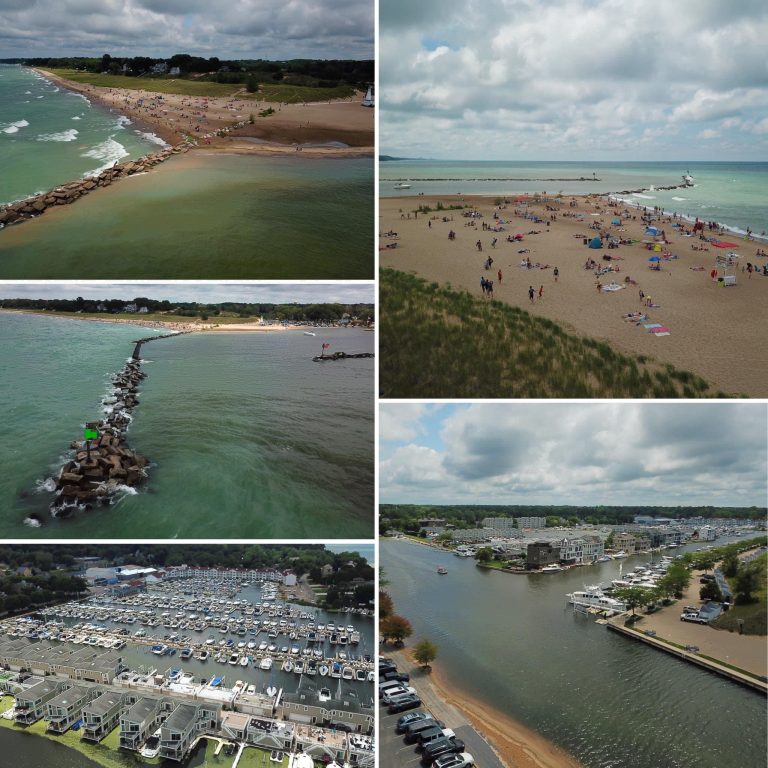 collage of beach and marina pictures