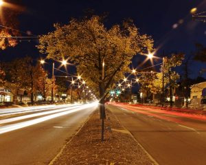 lights in business district