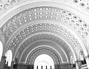 An ornately arched ceiling