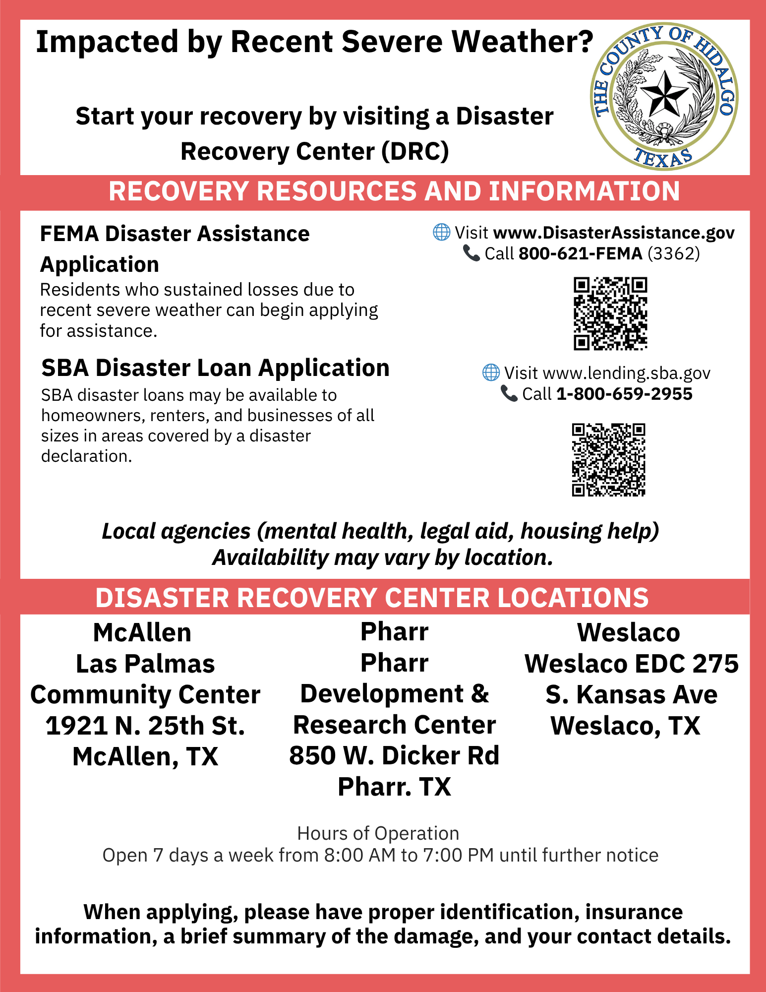Disaster Recovery Center Flyer English