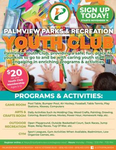 Youth Club flyer announcing registration is open
