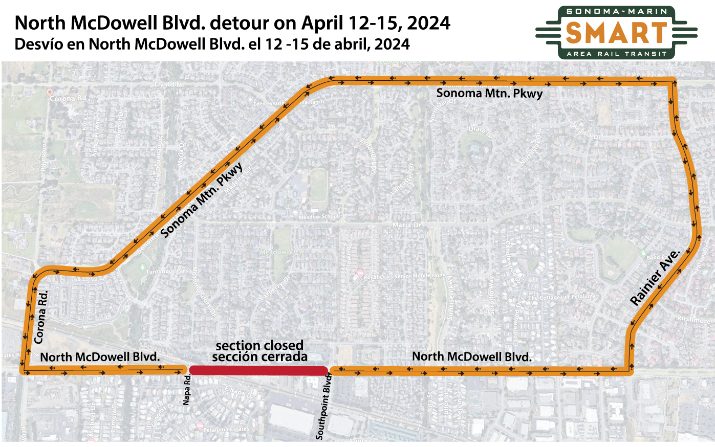 Map showing the N McDowell Detour