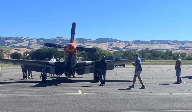 photo of vintage airplane on Petaluma Airport runway