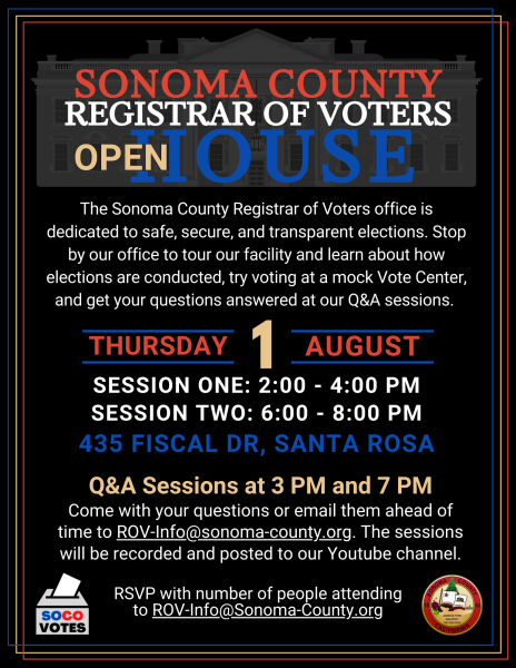 Sonoma County Registrar of Voters Open House Flyer