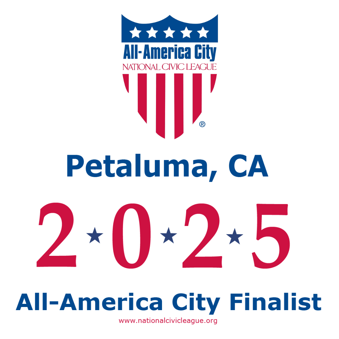 Image of the All-America City Finalist logo for the City of Petaluma