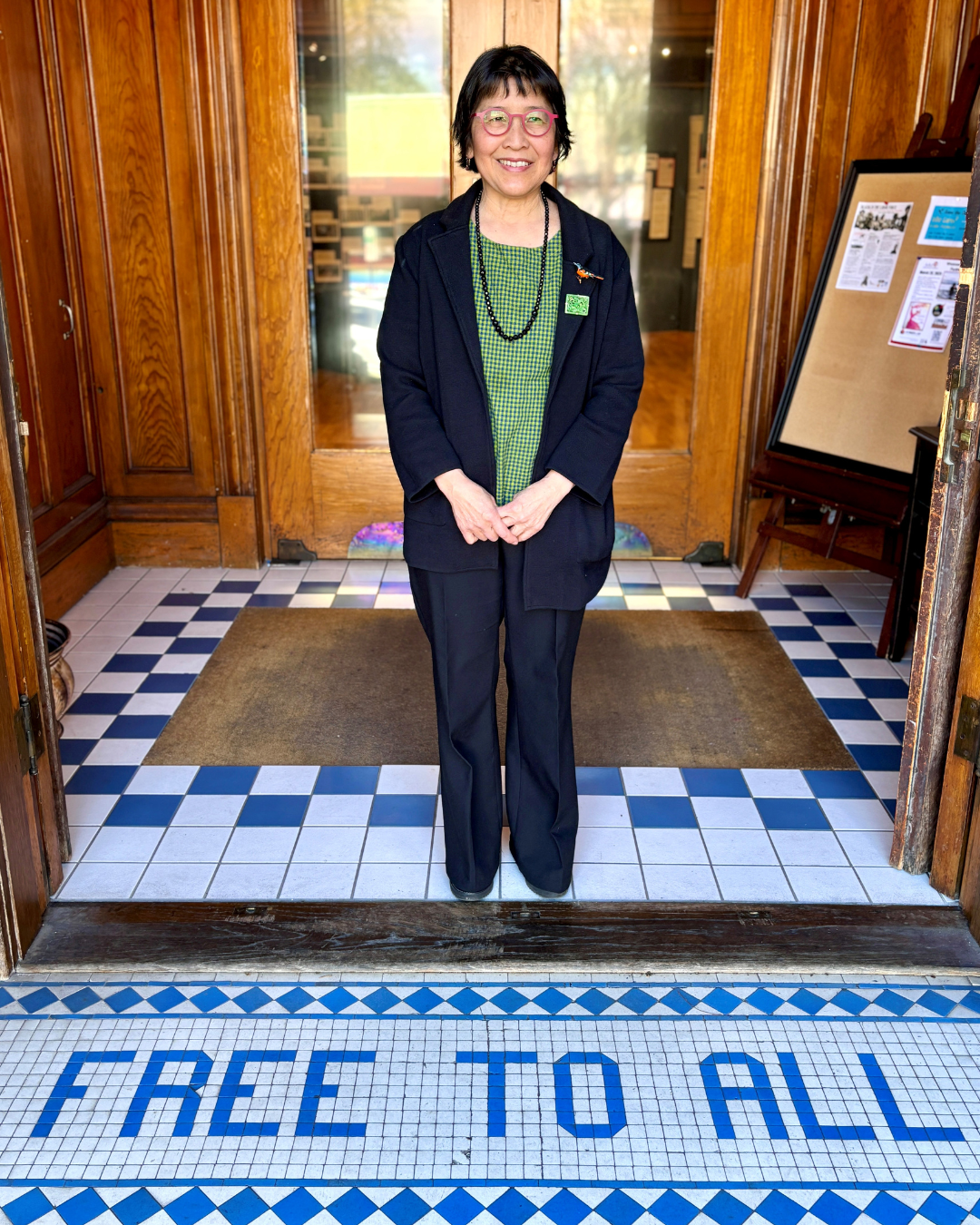 Photo of Lina Hoshino in front of the Petaluma Museum