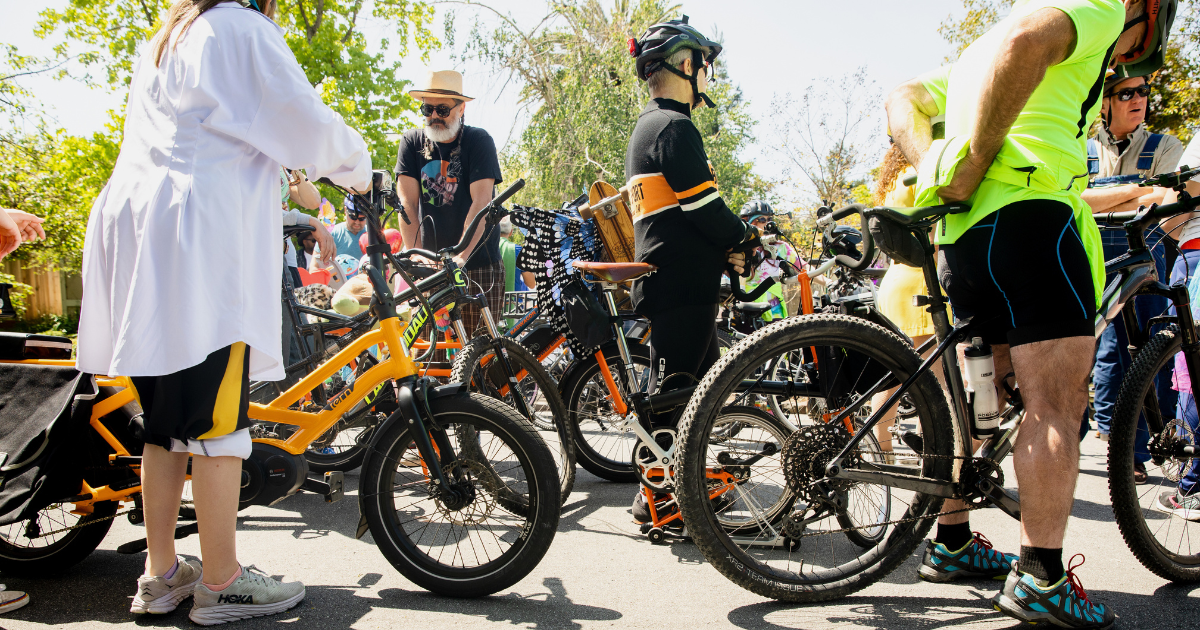 Image of a large group of people on bicycles