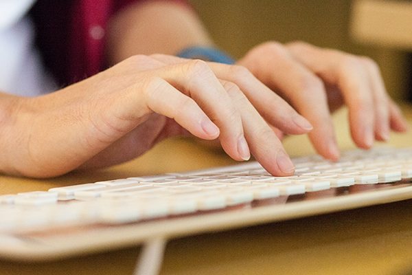 photo of woman typing