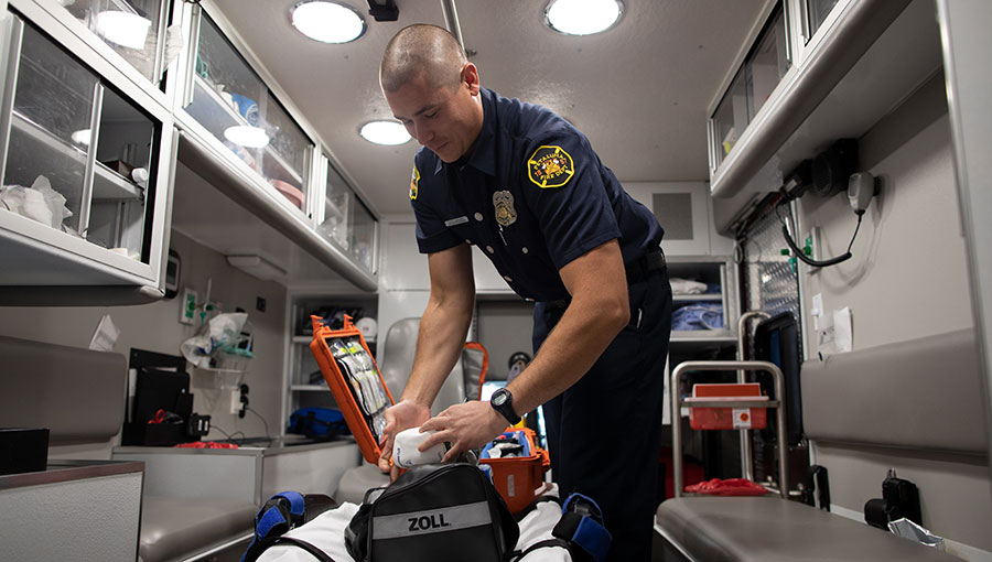 photo of first responder in ambulance