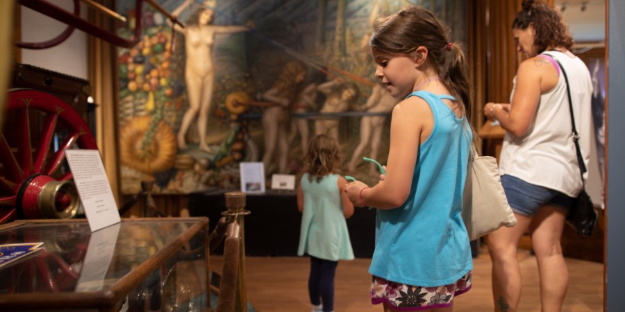 Girl looking at museum