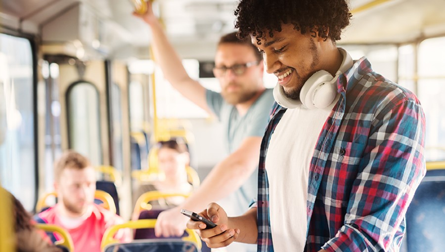 photo of people on bus