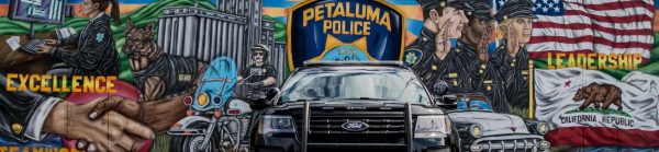 police mural with patrol car