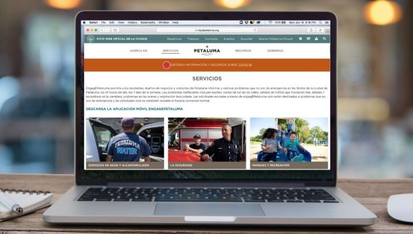 City of Petaluma Website on a computer 