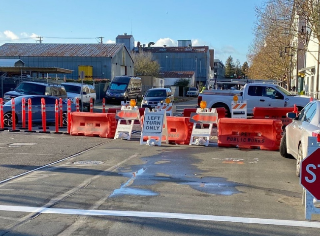 F street Bridge Closure cones (2)