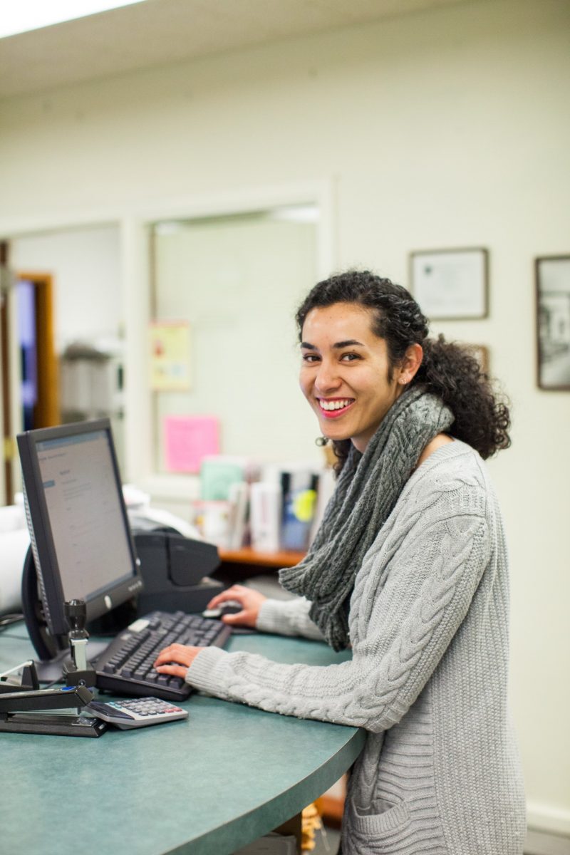 Image of woman at planning center on a computer