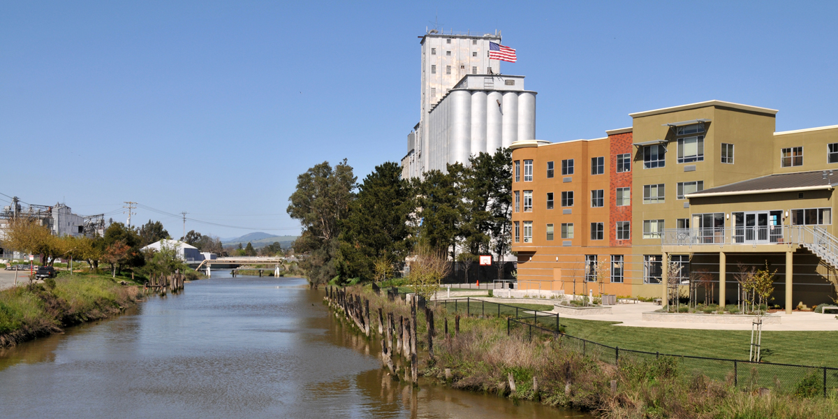 buildings by the petaluma river