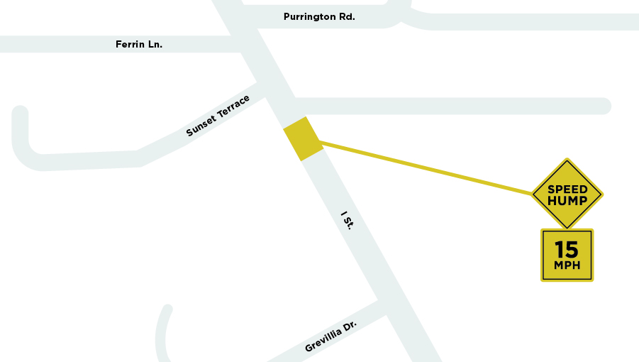 CIP IStreet Map of location of Speed Hump and the speed limit being 15 MPH there