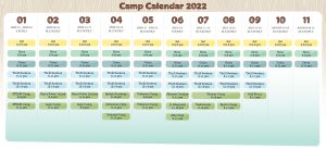 2022 camp calendar