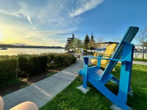 Chairs by waterfront