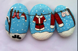 rock painting santa clothes